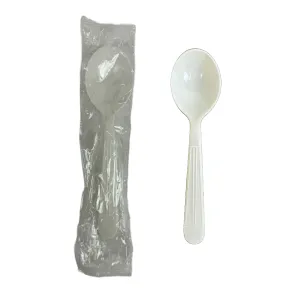 Heavy Weight Soup Spoons - White - Individually Wrapped Case of 1000 Counts