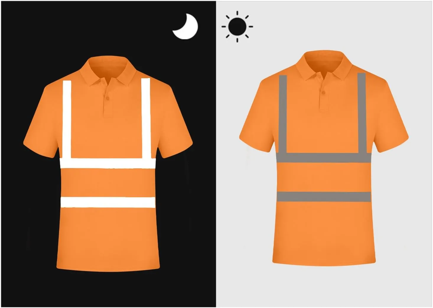 High Visibility Shirts for Men Quick Dry Safety T Shirts with Reflective Strips Short Sleeve Mesh Hi Vis Work Tops