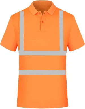 High Visibility Shirts for Men Quick Dry Safety T Shirts with Reflective Strips Short Sleeve Mesh Hi Vis Work Tops