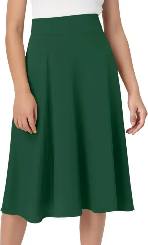High Waisted Skirts for Women Elastic Waisted Baggy Flowy Casual Skirt Stretchy Soft Comfortable Solid Color Skorts