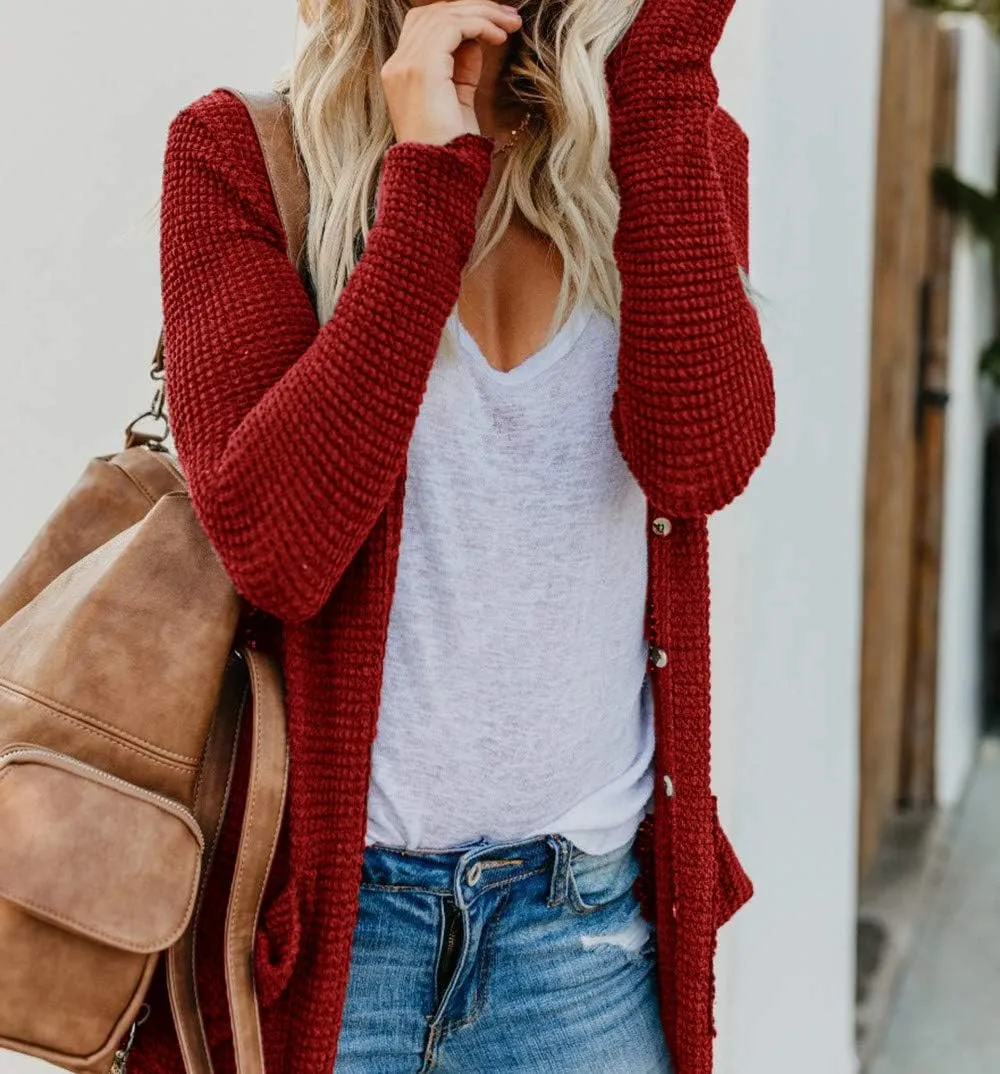 HZSONNE Women's Boho Long Casual Cardigan Long Sleeve Button Down Front Pocket Knitted Sweater Blouses