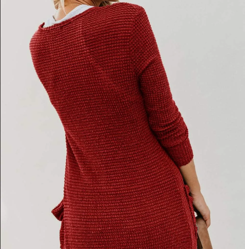 HZSONNE Women's Boho Long Casual Cardigan Long Sleeve Button Down Front Pocket Knitted Sweater Blouses