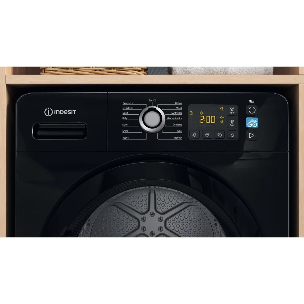 Indesit YTM1192BXUK Heat Pump Tumble Dryer, 9kg, Black, A   Rated