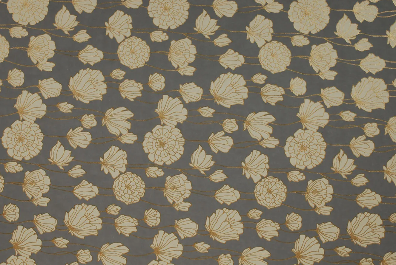 Indian Print Field Poppies Cream on Grey