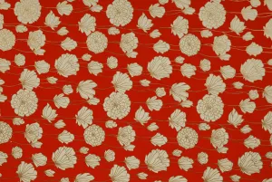 Indian Print Field Poppies Cream on Red
