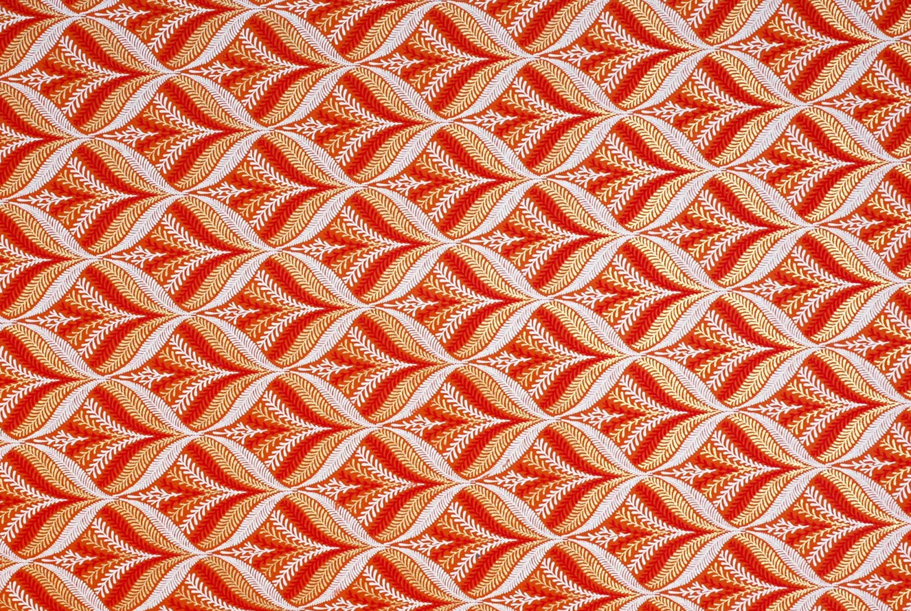 Indian Print Flowing Ferns Orange, White, Gold