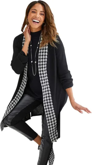 Jessica London Women's Plus Size Fine Gauge Cardigan Long Open Front Sweater