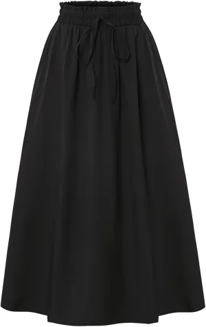 JJHAEVDY Womens Maxi Skirt Summer Trendy Elastic High Waisted Boho Casual Beach Flowy Swing Long Skirts with Pockets