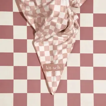Kitsch -Extra Large Quick-Dry Hair Towel Wrap- Terracotta Checker