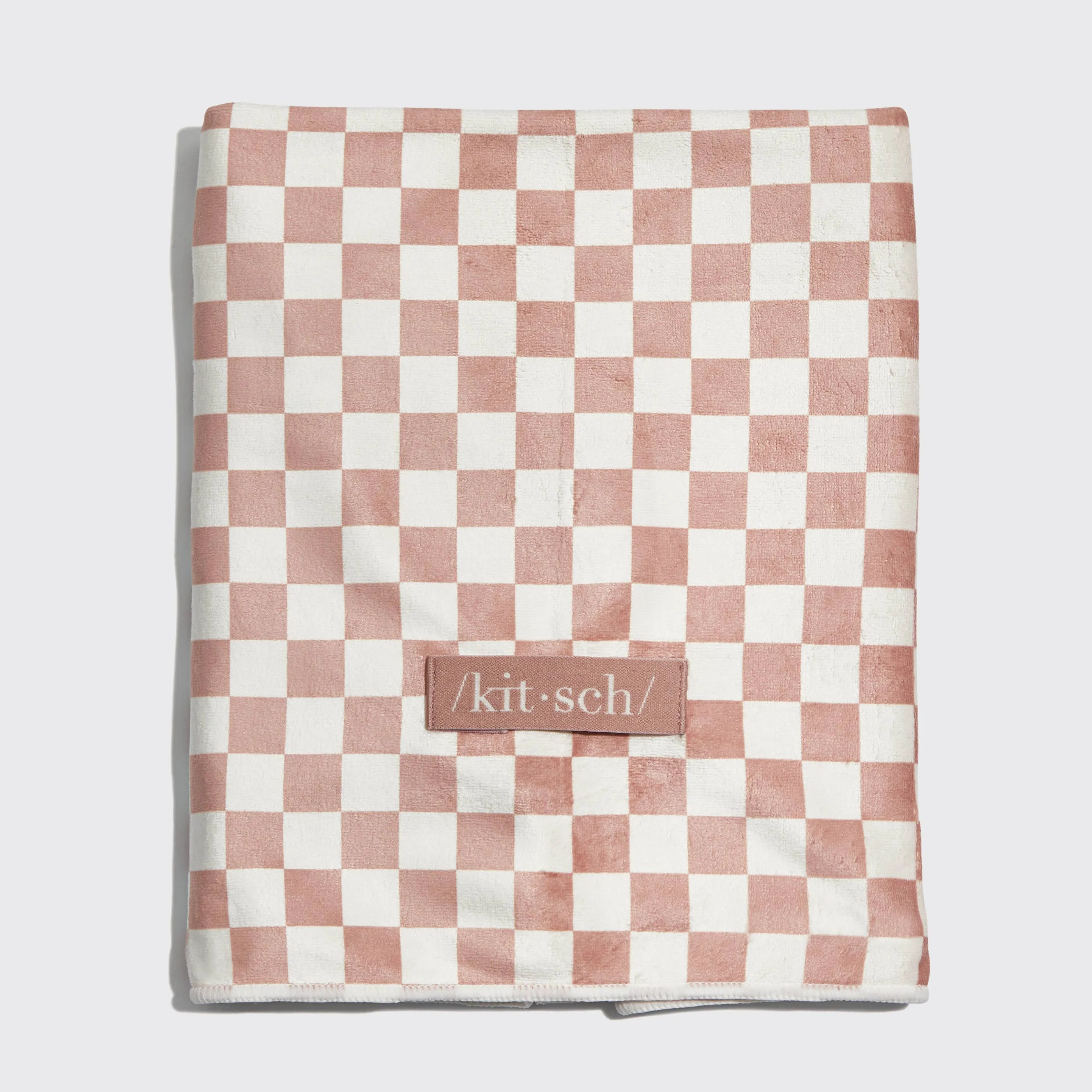 Kitsch -Extra Large Quick-Dry Hair Towel Wrap- Terracotta Checker