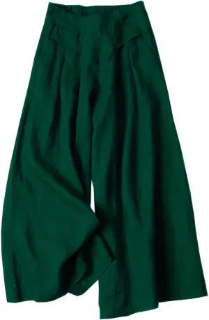 Kubbon Women's Cotton Linen High Waisted Palazzo Pants Wide Leg Lounge Pants Flowy Summer Drawstring Slimming Trousers
