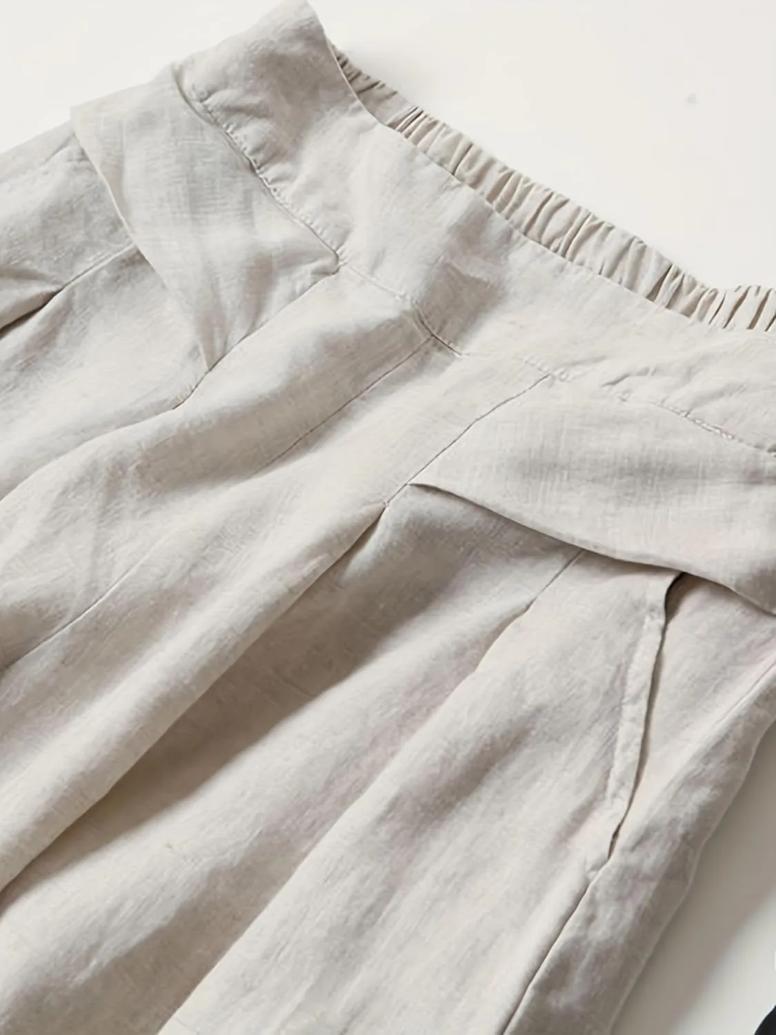 Kubbon Women's Cotton Linen High Waisted Palazzo Pants Wide Leg Lounge Pants Flowy Summer Drawstring Slimming Trousers