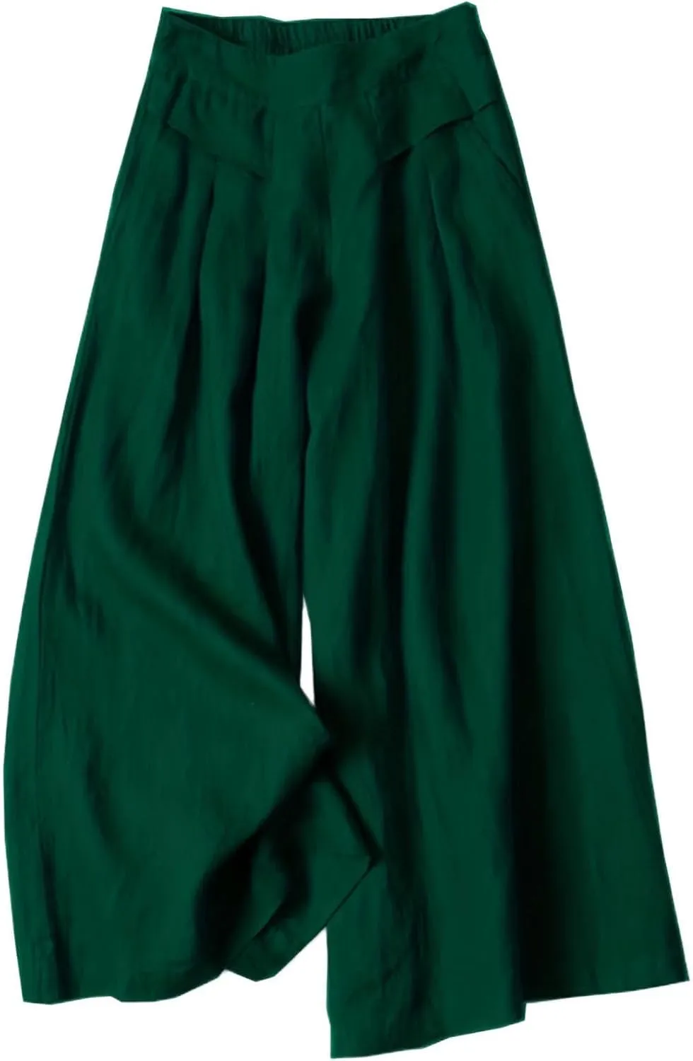 Kubbon Women's Cotton Linen High Waisted Palazzo Pants Wide Leg Lounge Pants Flowy Summer Drawstring Slimming Trousers