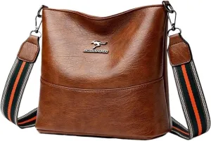 Ladies Solid Colour Shoulder Chain Crossbody Bucket Bag