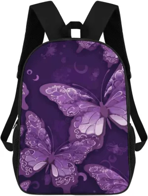 Laptop Backpack for Men Lightweight Casual Computer Bag Travel Backpack Purple Butterflies Laptop Bag