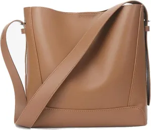 Large-Capacity Crossbody Leather Shoulder Commuter Bucket Women's Bag