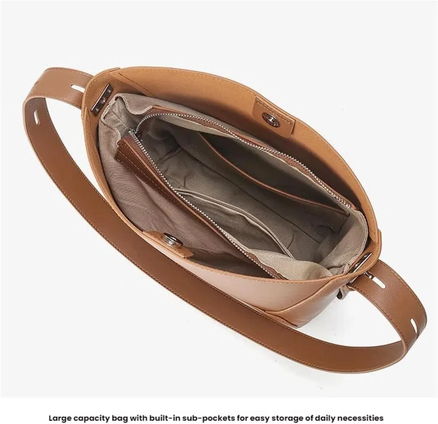 Large-Capacity Crossbody Leather Shoulder Commuter Bucket Women's Bag