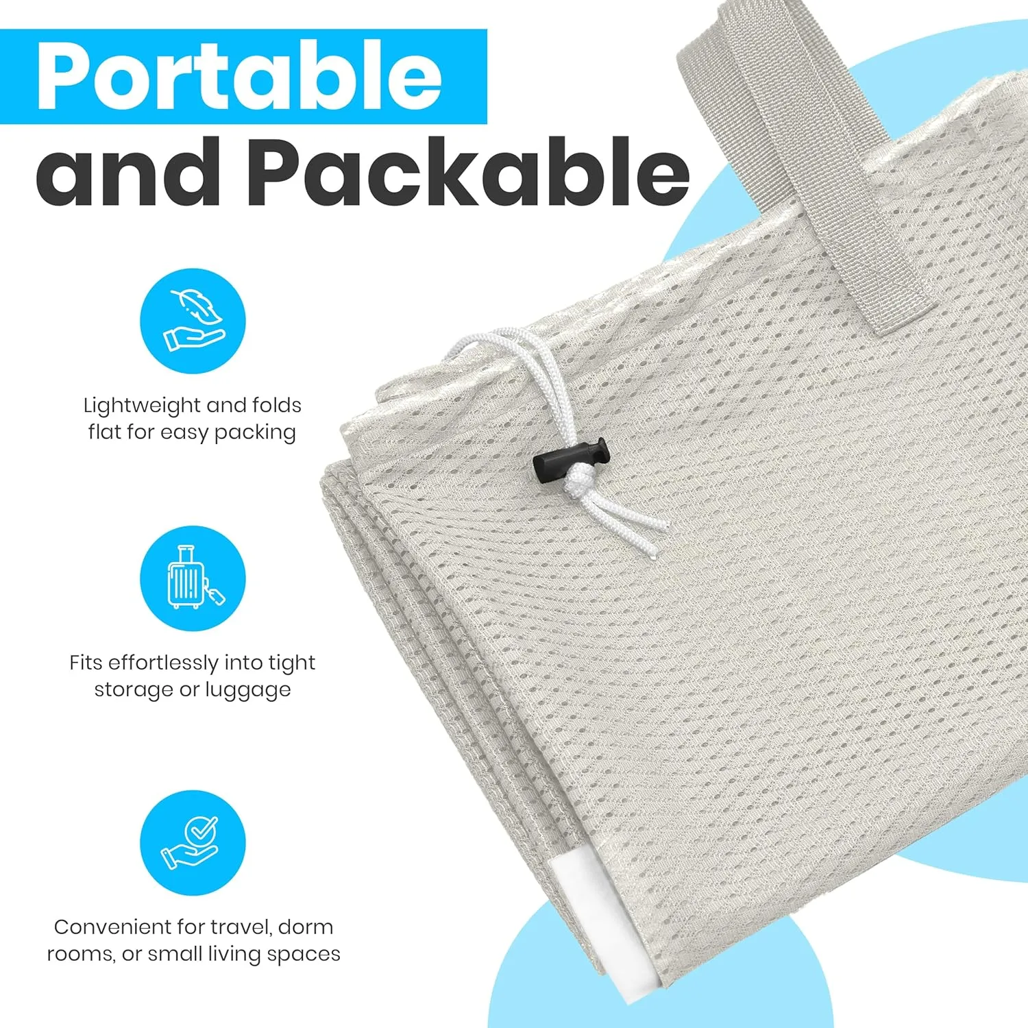Large Mesh Laundry Bag - Carry Handles, Secure Drawstring Closure, Machine Washable, Spacious Storage, Durable Soft Mesh Net Material, College Dorm, Camp, Laundromat. (Grey)