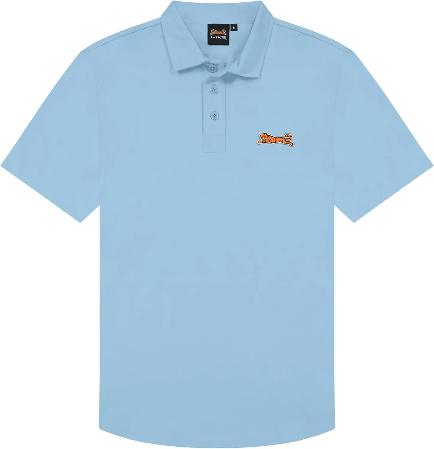 Le TIGRE Classic Cotton Polo Shirts for Men - Breathable Collared Shirts for Men with Stretch - Machine Washable Mens Polo Shirts - Sky Blue, Size L