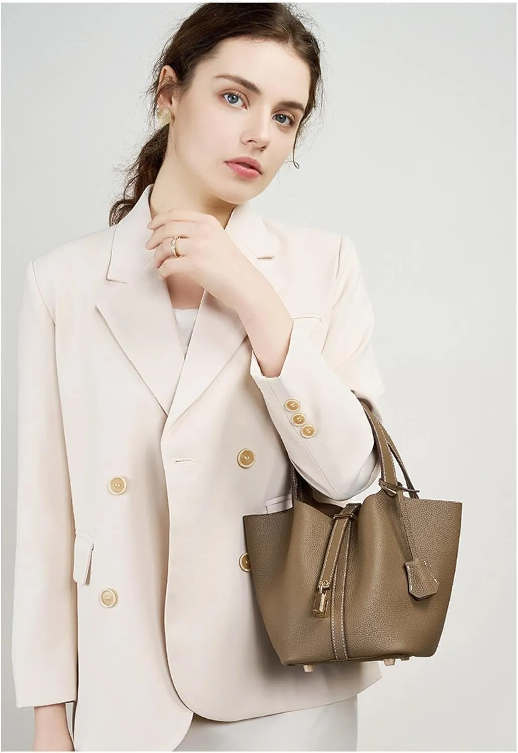 Leather Bucket Bag Bag Women's Basket Handbag Changing Bag Bridal Wedding Bag