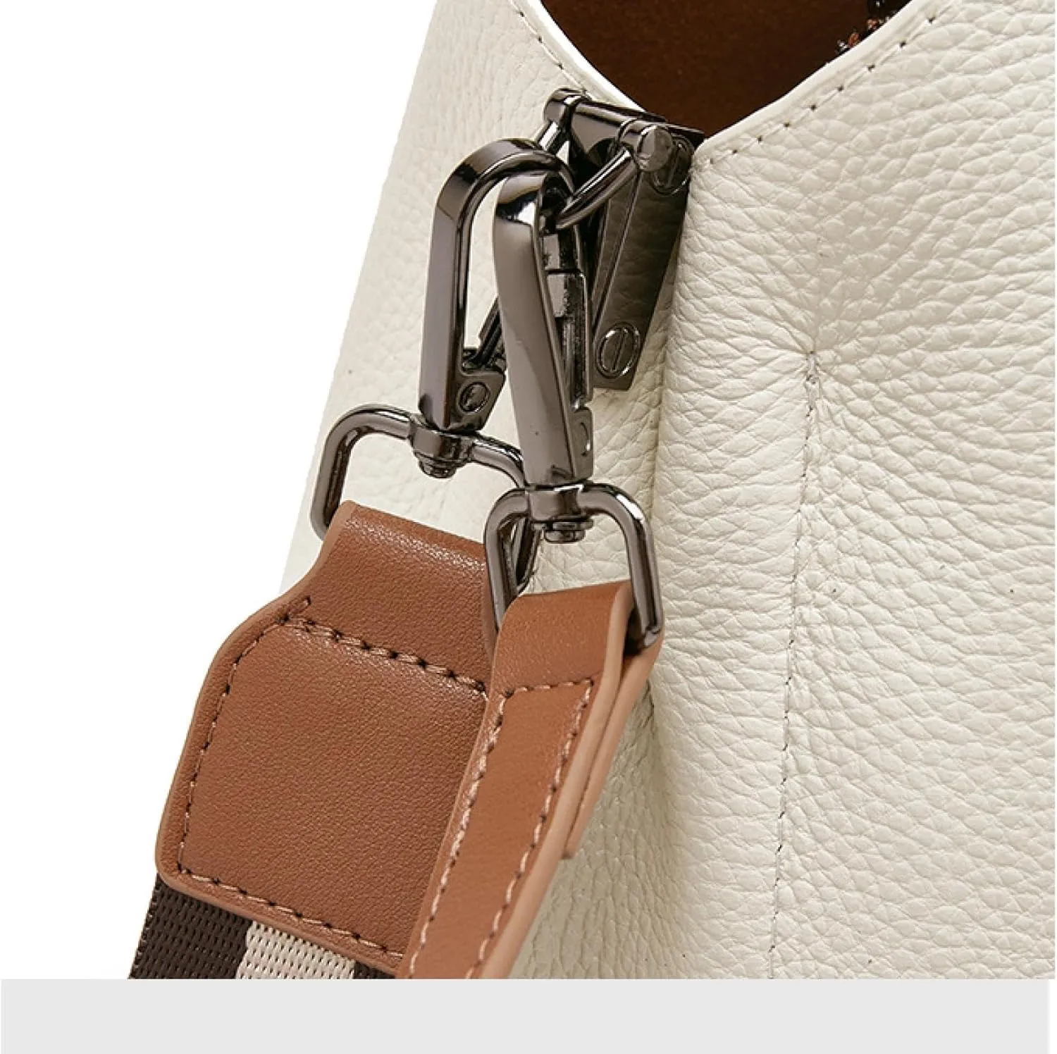 Leather Bucket Bag, Large Capacity Soft Leather Shoulder Wide Strap Crossbody Bag