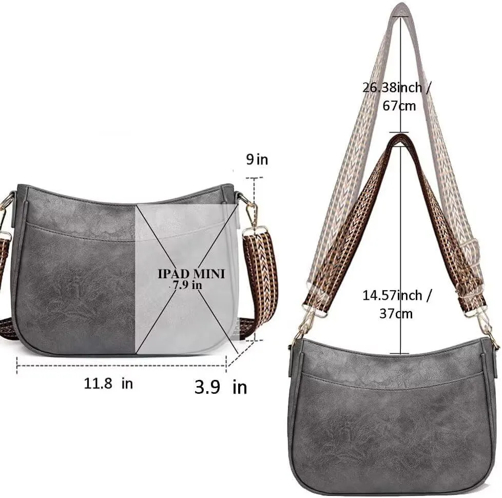 Leather Crossbody Bags for Women - Trendy Hobo Shoulder Purse, Adjustable Strap, Stylish Tote for Work, Travel & Casual Use