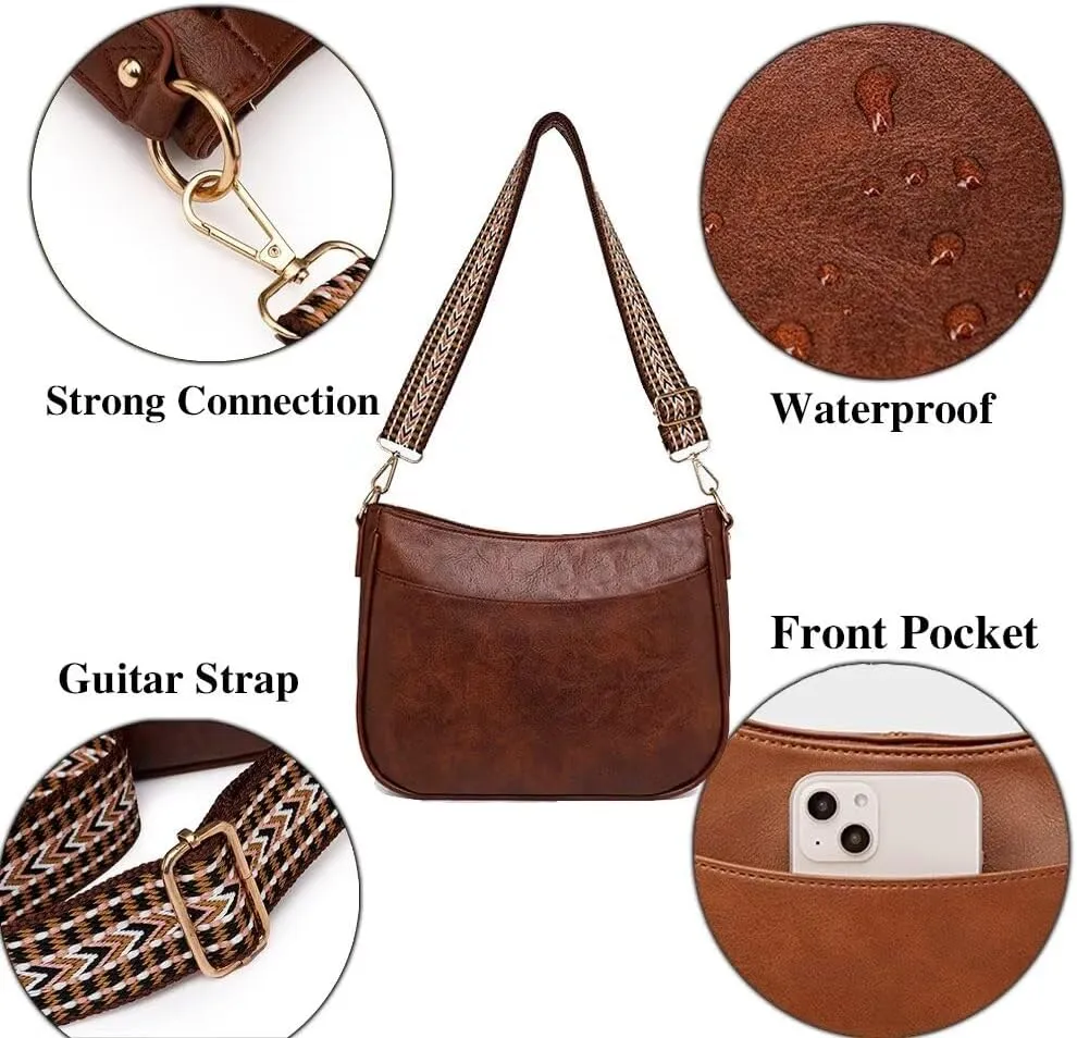 Leather Crossbody Bags for Women - Trendy Hobo Shoulder Purse, Adjustable Strap, Stylish Tote for Work, Travel & Casual Use
