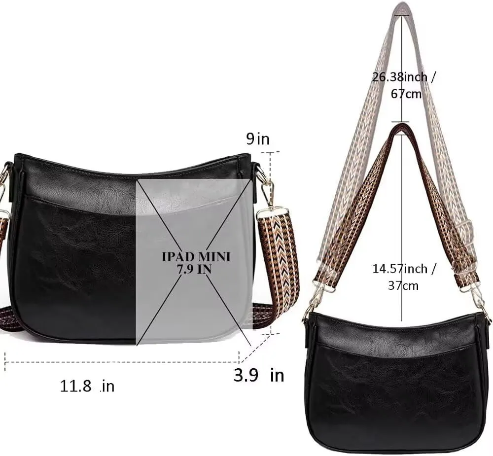 Leather Crossbody Bags for Women - Trendy Hobo Shoulder Purse, Adjustable Strap, Stylish Tote for Work, Travel & Casual Use