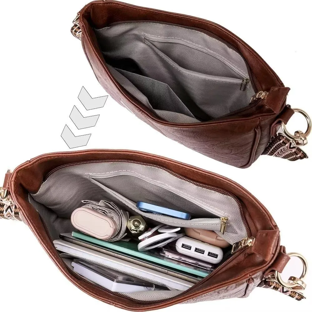Leather Crossbody Bags for Women - Trendy Hobo Shoulder Purse, Adjustable Strap, Stylish Tote for Work, Travel & Casual Use