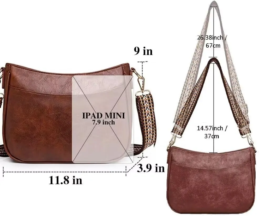 Leather Crossbody Bags for Women - Trendy Hobo Shoulder Purse, Adjustable Strap, Stylish Tote for Work, Travel & Casual Use