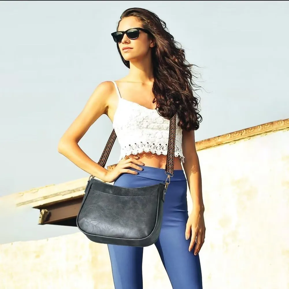 Leather Crossbody Bags for Women - Trendy Hobo Shoulder Purse, Adjustable Strap, Stylish Tote for Work, Travel & Casual Use