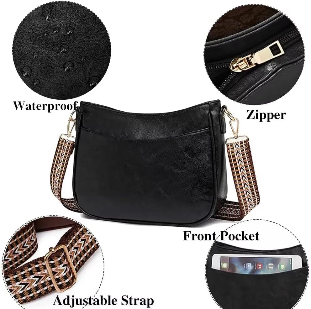 Leather Crossbody Bags for Women - Trendy Hobo Shoulder Purse, Adjustable Strap, Stylish Tote for Work, Travel & Casual Use