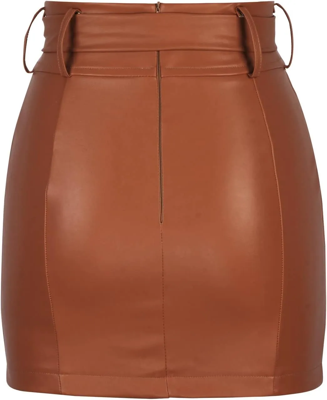 Leather Mini Skirts for Women Solid Color Sexy Zipper Up Bow High Waisted Skirt Classic High Waisted Skirt