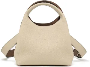 Leather Vegetable Basket Women's Soft Leather Bucket Bag Tote Shoulder Bag
