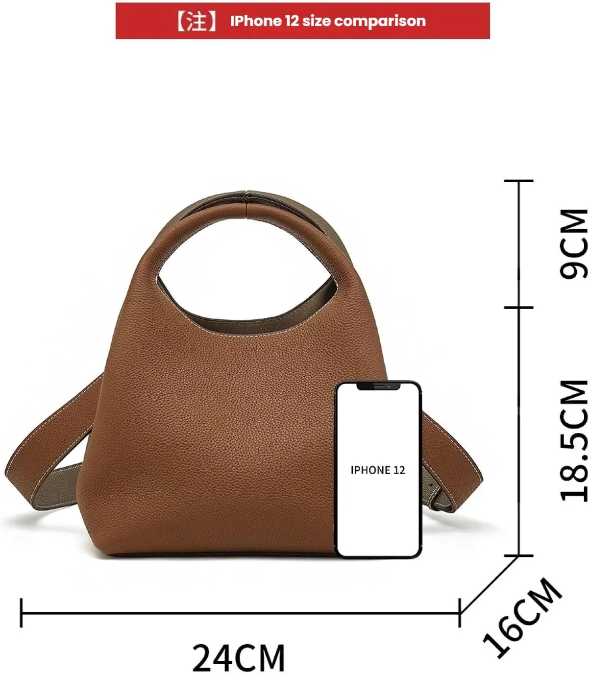 Leather Vegetable Basket Women's Soft Leather Bucket Bag Tote Shoulder Bag