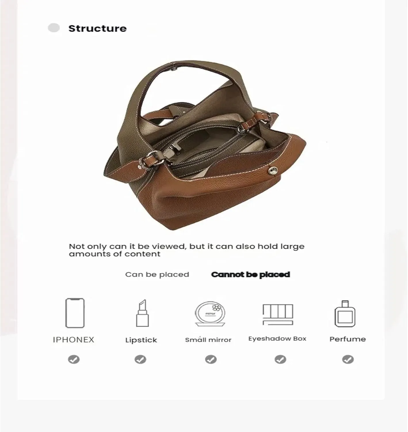 Leather Vegetable Basket Women's Soft Leather Bucket Bag Tote Shoulder Bag