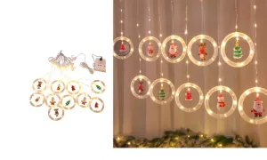 LED Cartoon Santa Curtain Lights