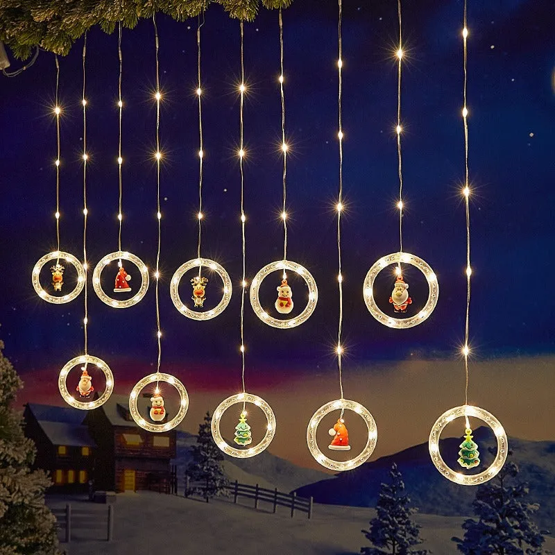 LED Cartoon Santa Curtain Lights