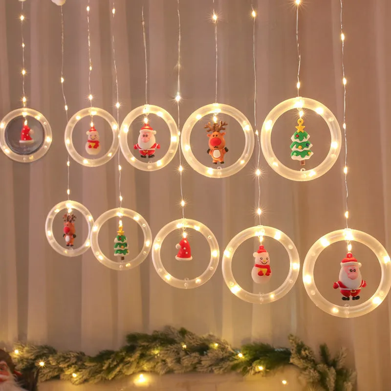 LED Cartoon Santa Curtain Lights