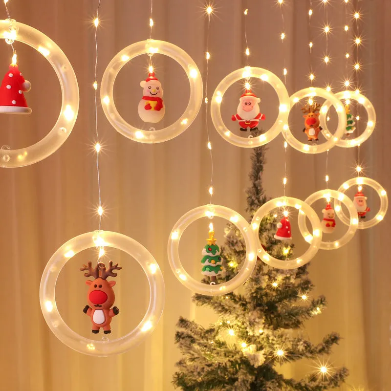 LED Cartoon Santa Curtain Lights