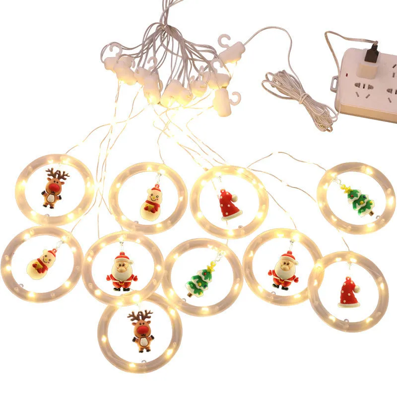 LED Cartoon Santa Curtain Lights