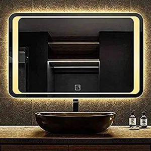 LED Rectangular Bedroom Mirror with Sensor & Warm White Light-Wall Mounted 18x24