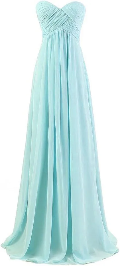 Lemai Sweetheart Pleats Long A Line Corset Formal Women Prom Bridesmaid Dresses