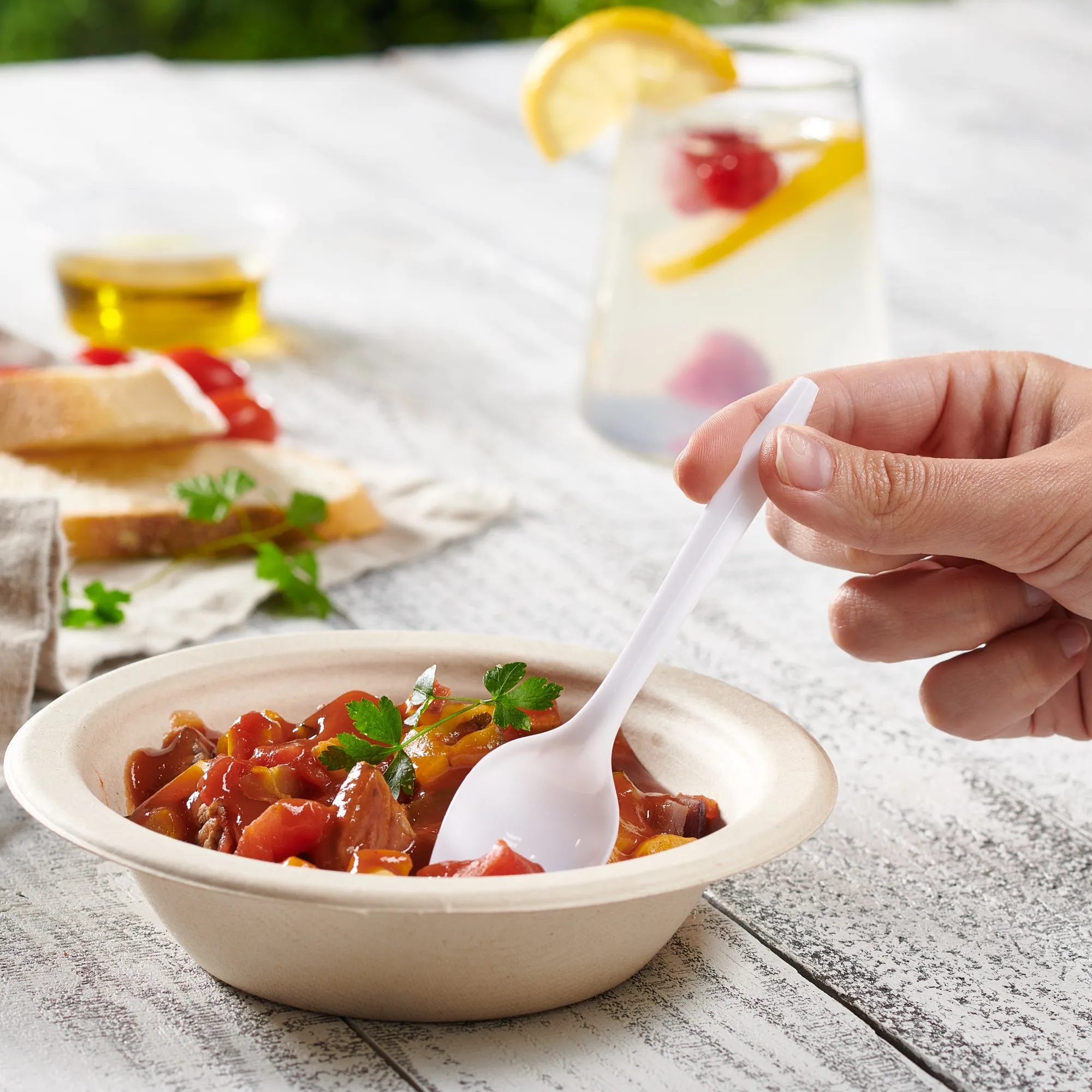 Light-Weight White Disposable Plastic Tea Spoons