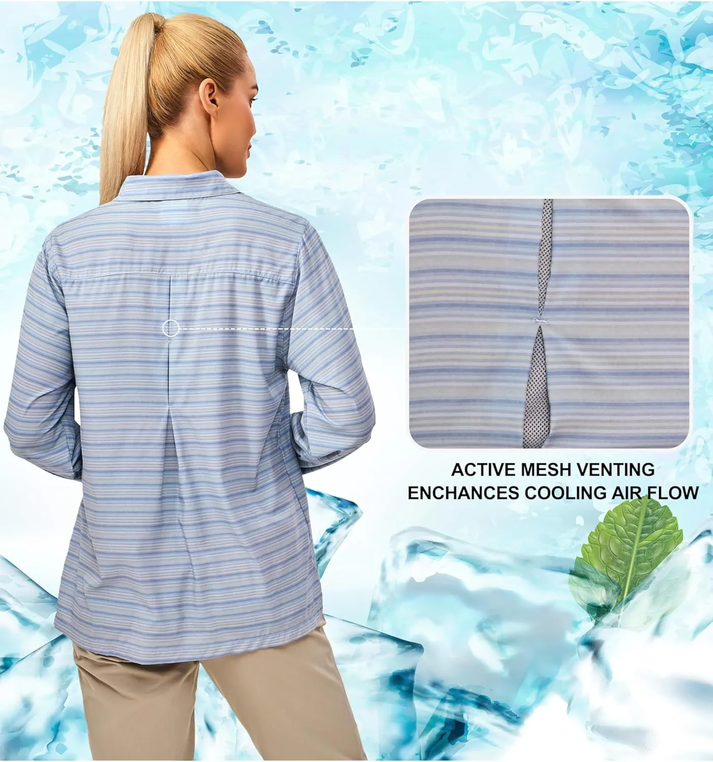 Little Donkey Andy Women's Quick Dry Safari Shirts, Lightweight Long Sleeve Outdoor Shirts for Hiking Fishing