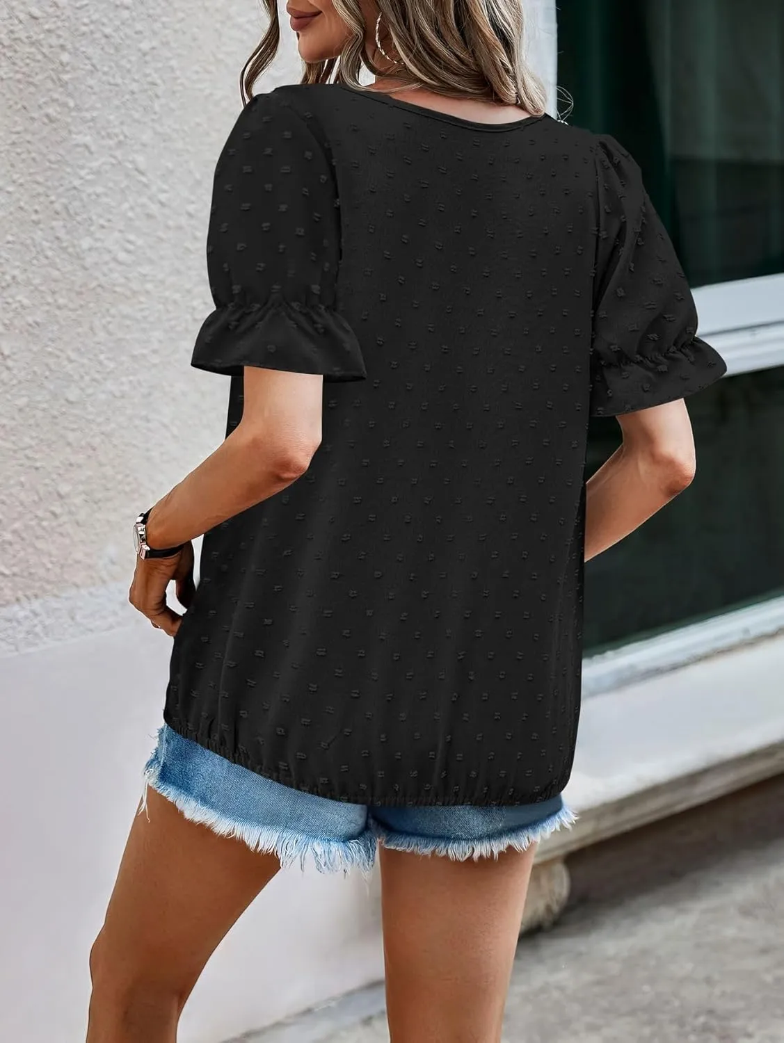 LOLONG Womens Tops Short/Long Sleeve V Neck Chiffon Blouses Dressy Casual Pom Poms Shirts