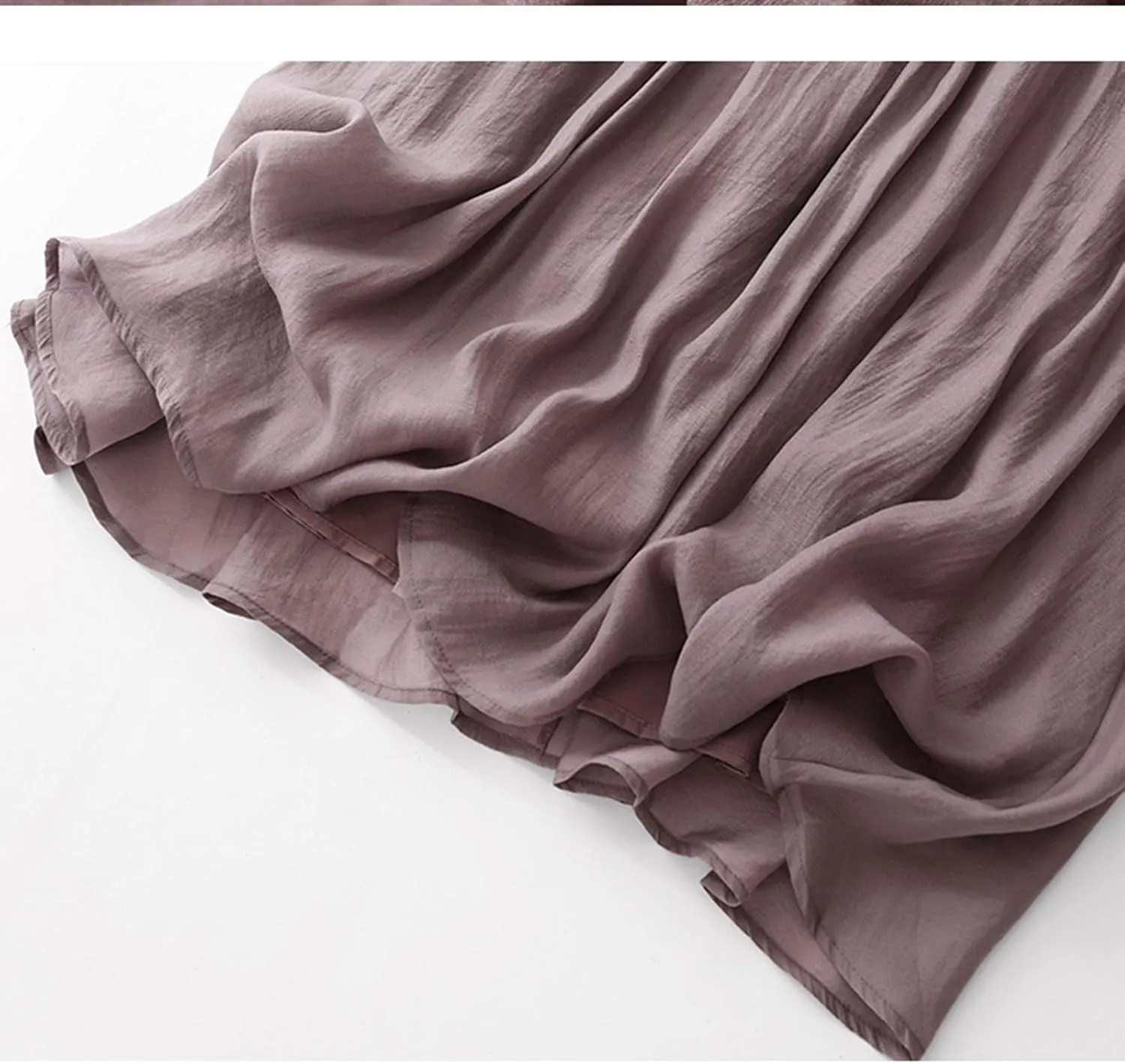 Long Skirts for Women Cozy Elastic Waist Linen Skirt Solid Color Flowy Swing Layered Skirts Pleated Tulle Skirt