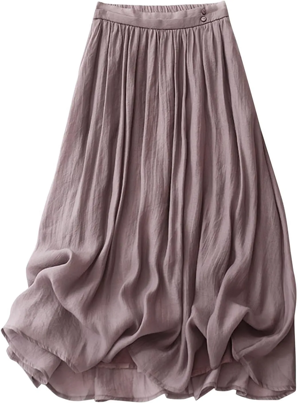 Long Skirts for Women Cozy Elastic Waist Linen Skirt Solid Color Flowy Swing Layered Skirts Pleated Tulle Skirt