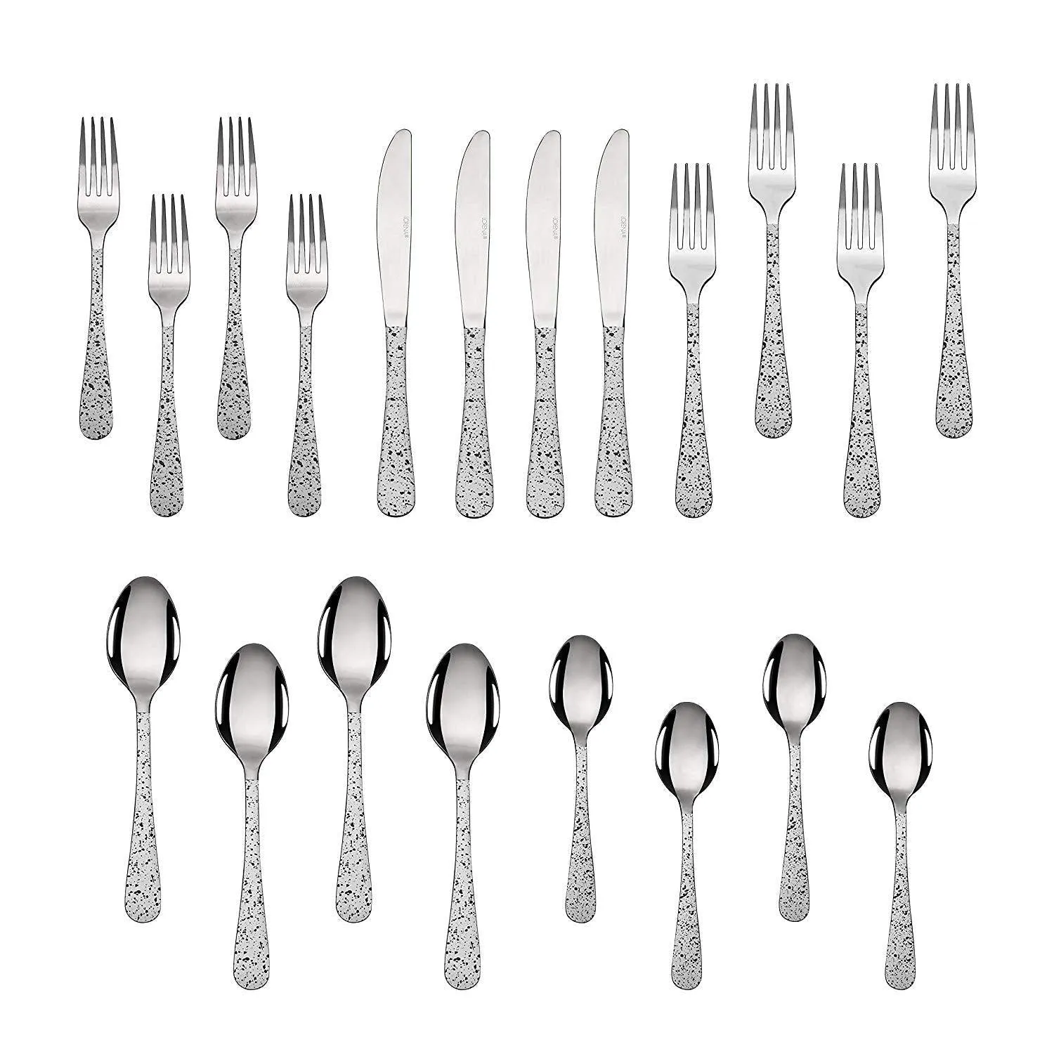 Lorena 20-Piece Stainless Steel Silverware Flatware Cutlery Set, Service for 4, French Vanilla