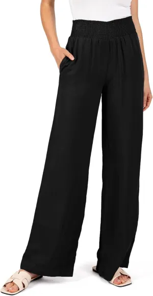 Love Tree Womens Smocked Waist Wide-Leg Tencel Summer Pants